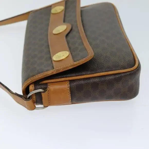 CELINE Macadam Canvas Shoulder Bag Pvc Brown